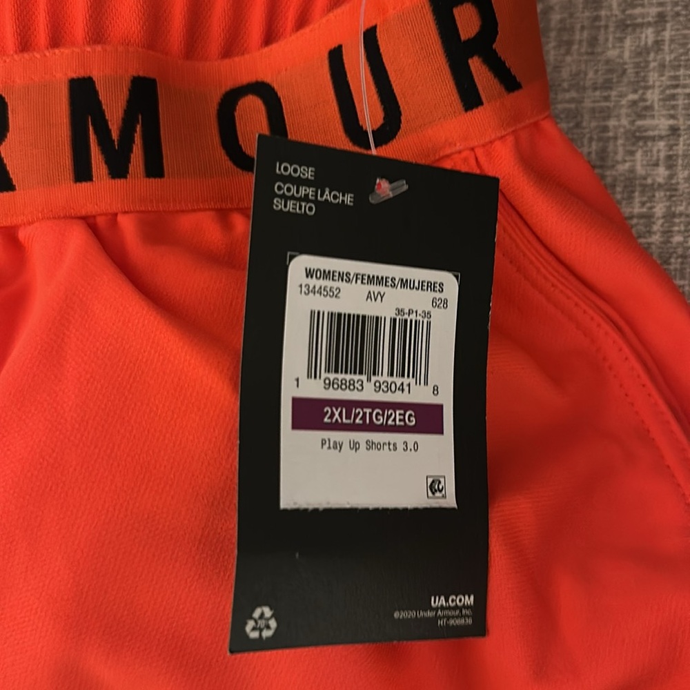 Under Armour Women's Orange Shorts with side pockets - Picture 6 of 7